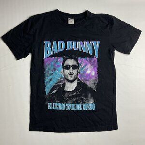 Bad Bunny 2022 El Ultimo Tour Del Mundo Black Graphic Concert Merch Shirt Men M